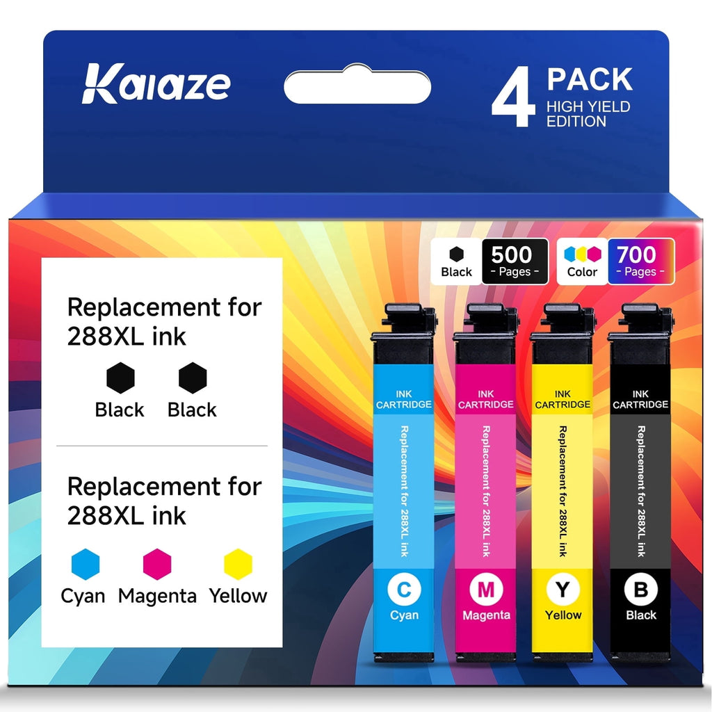 288XL Ink cartridge Compatible for Epson 288 Ink Cartridges Combo Pack Works with XP-440 XP-430 XP-446 XP-330 XP-340 XP-434 Printers (1 Black, 1 Cyan, 1 Magenta, 1 Yellow)