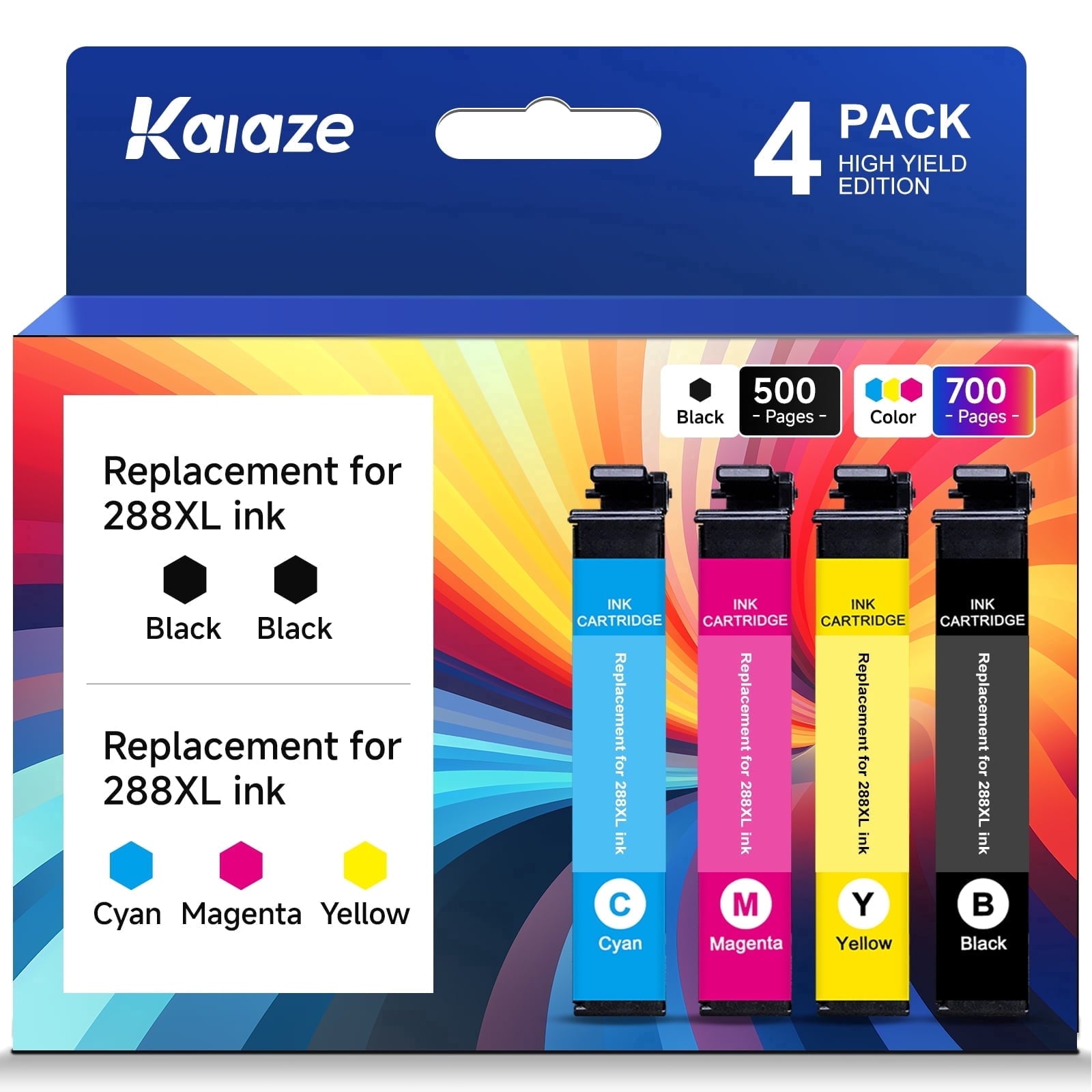 288XL Ink cartridge Compatible for Epson 288 Ink Cartridges Combo Pack Works with XP-440 XP-430 XP-446 XP-330 XP-340 XP-434 Printers (1 Black, 1 Cyan, 1 Magenta, 1 Yellow)
