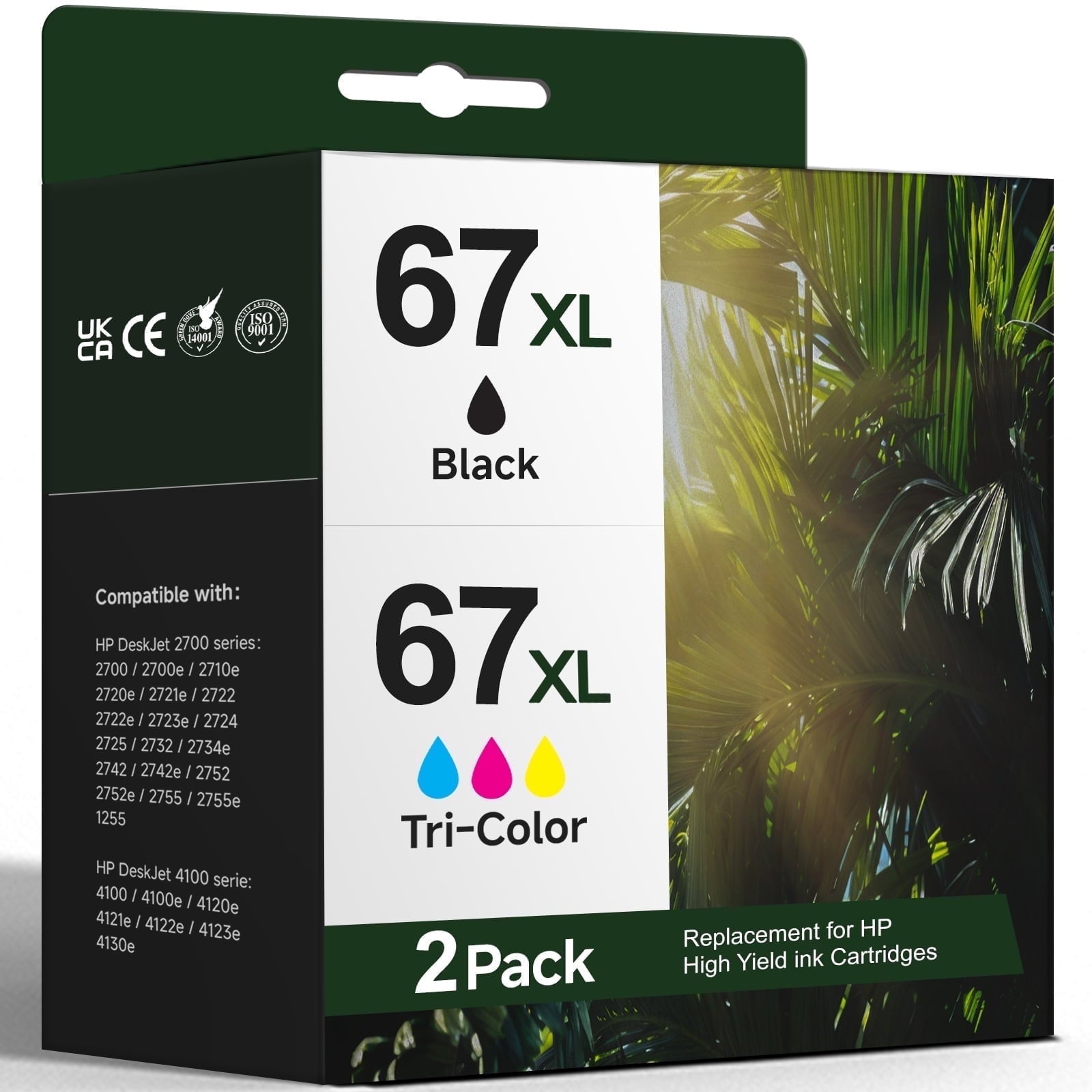 67XL 67 Ink Cartridges Compatible for HP 67 Ink Cartridge High Yield Combo Pack(Black, Tri-Color)