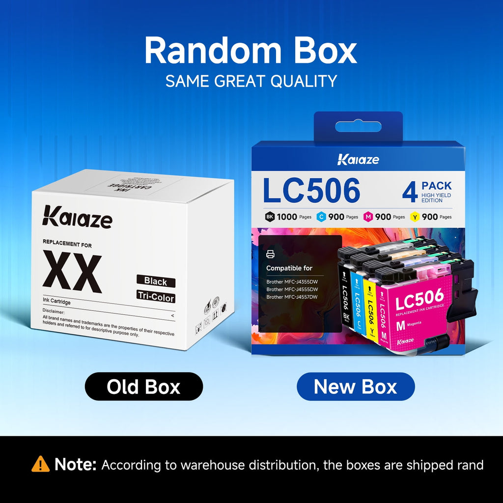 LC506 Ink Cartridge Compatible for Brother LC506 Ink use with Brother MFC-J4355DW/MFC-J4555DW/MFC-J4557DWN Printer (1 Black, 1 Cyan, 1 Magenta, 1 Yellow, 4Pack)