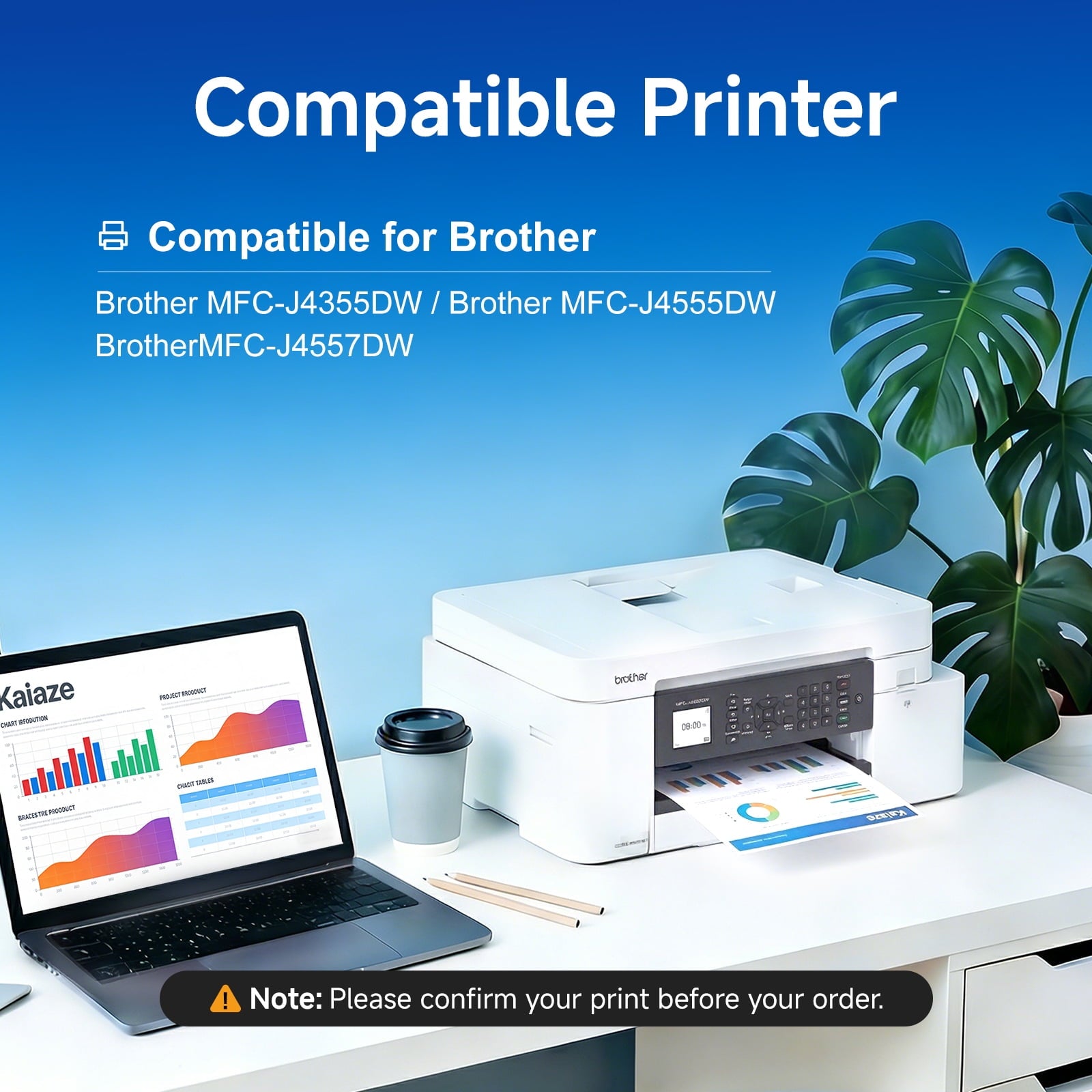 LC506 Ink Cartridge Compatible for Brother LC506 Ink use with Brother MFC-J4355DW/MFC-J4555DW/MFC-J4557DWN Printer (1 Black, 1 Cyan, 1 Magenta, 1 Yellow, 4Pack)